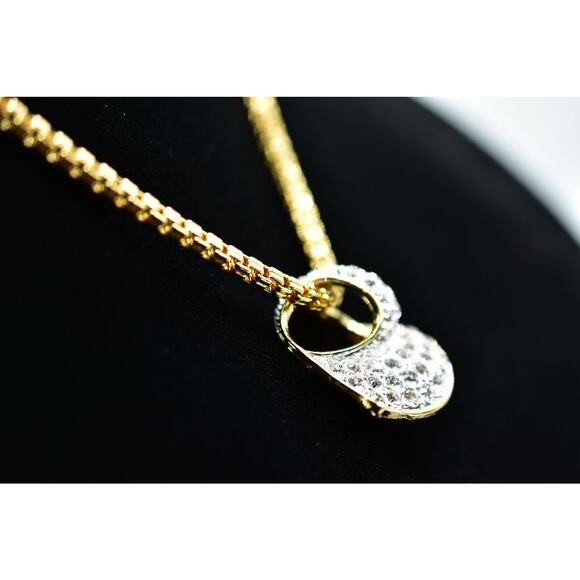 Nolan Miller Vintage Heart Necklace Gold Pave Rhinestone Crystal Signed 90s Bin6 - Picture 11 of 12